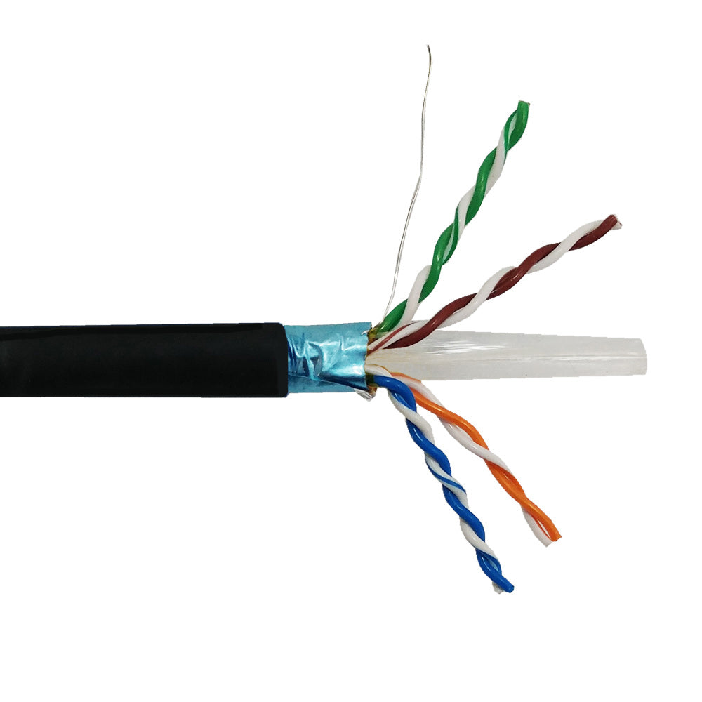 CAT6 Shielded Bulk Cable FT6 Plenum (Black / White / Blue)