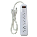 6 Outlet Power Strip w/Surge Protector - 750J 3 ft Cord Straight Plug (Plugs Turned Sideways for Power Supplies) (White)