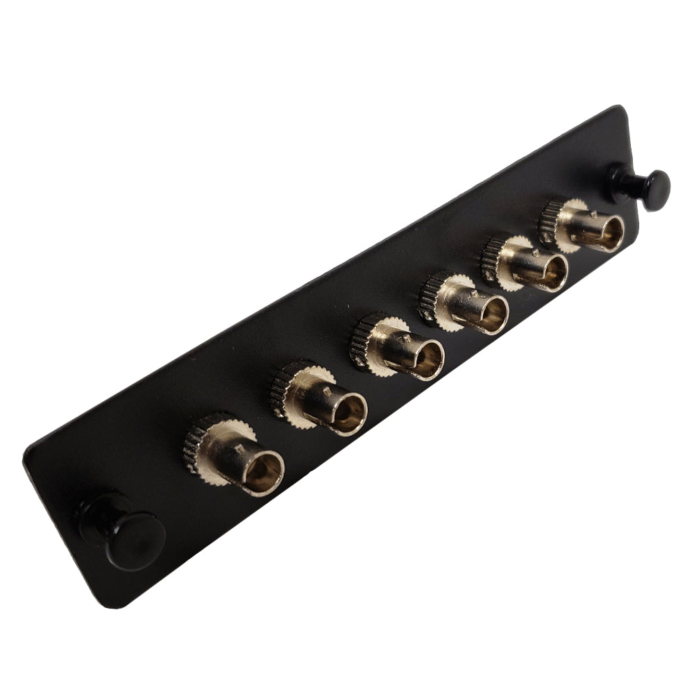 Loaded LGX Adapter Panel with 6X Simplex ST/UPC SM/MM (Black)