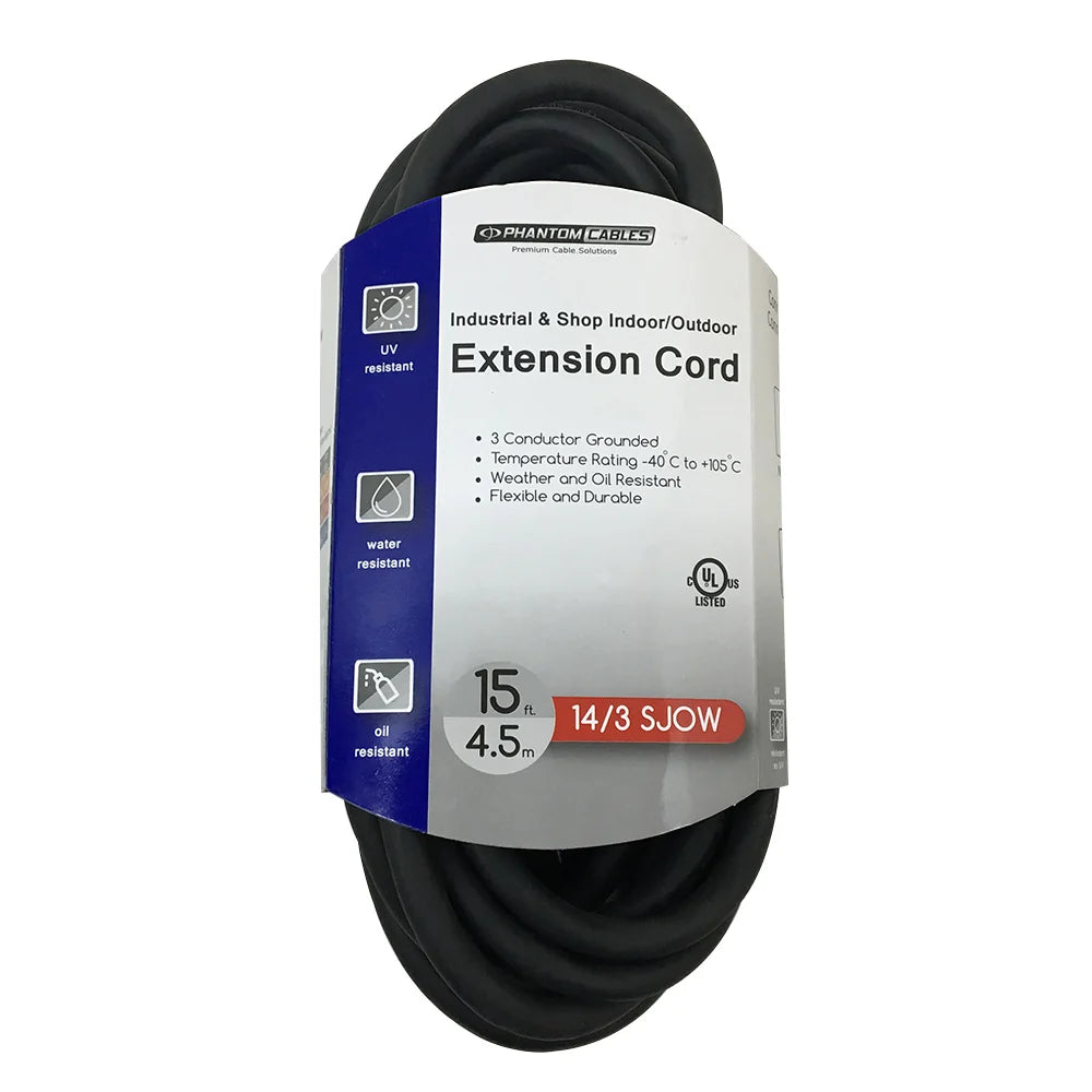 Outdoor Extension Cord 14AWG - Single Plug 15 ft