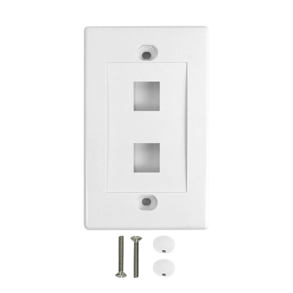 2-PORT Keystone Wall Plate 1 Gang (White)