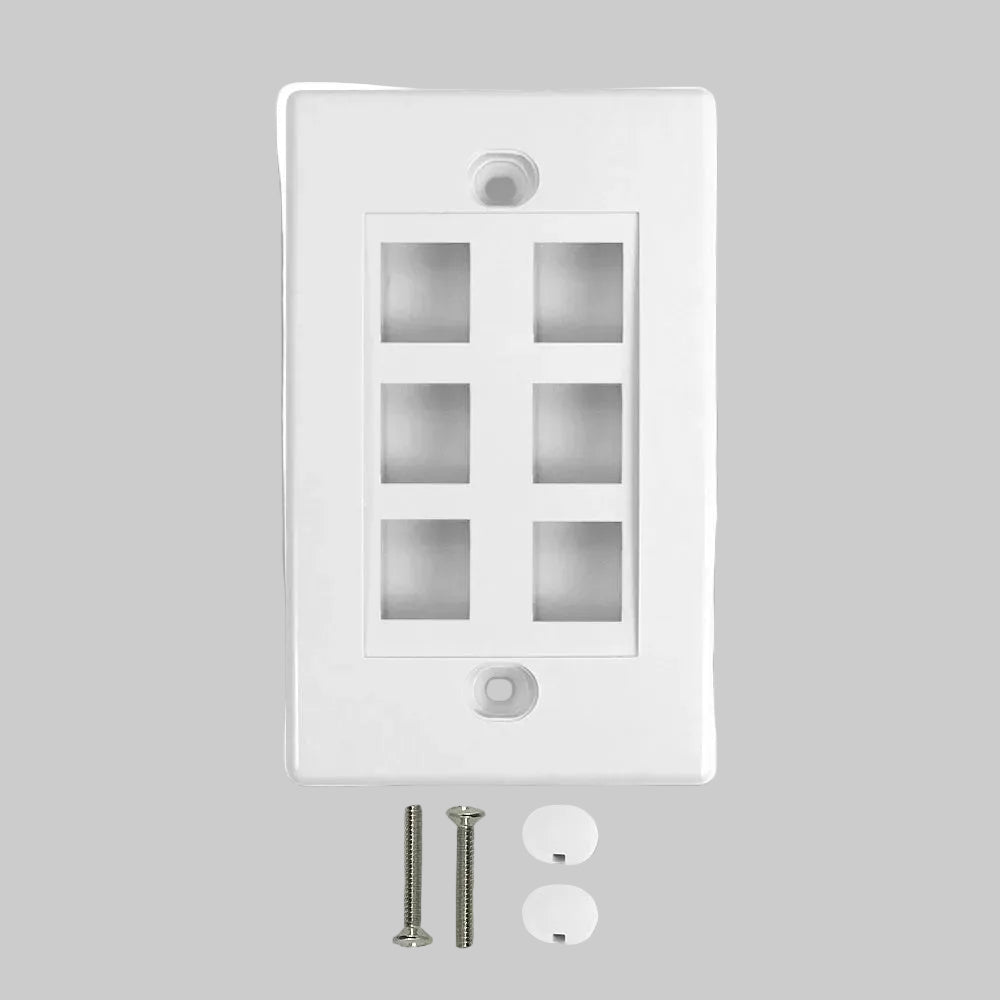 6 Port Keystone Wall Plate 1 Gang (White)