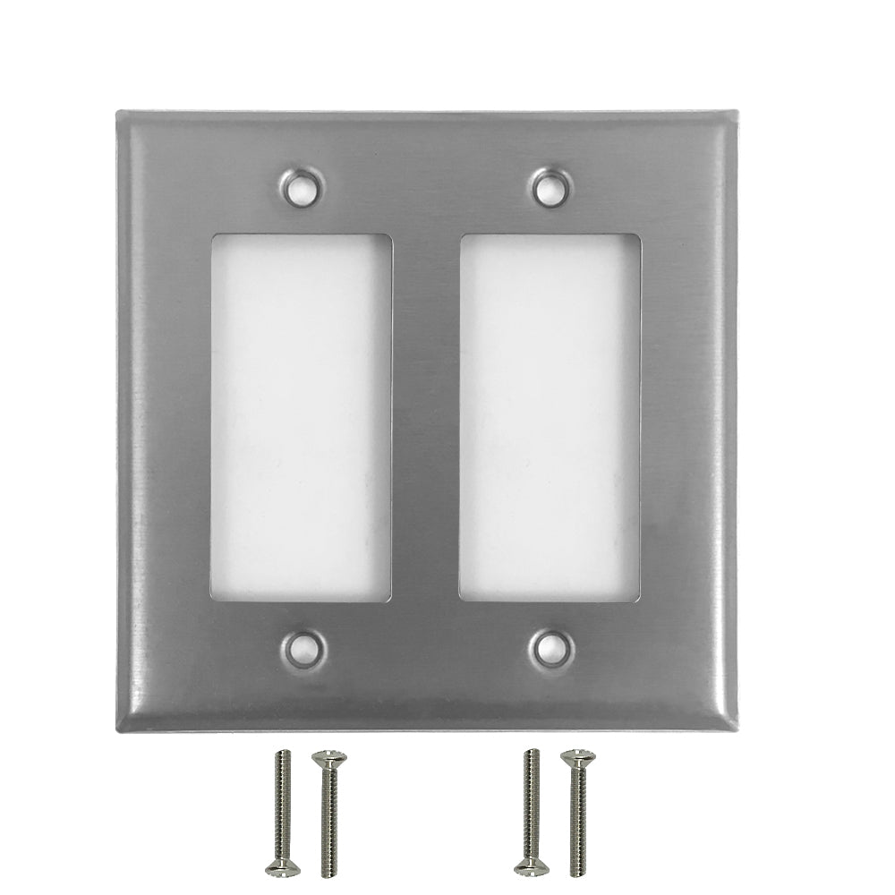 Double Gang Wallplate with Decora Cutout (Stainless Steel)