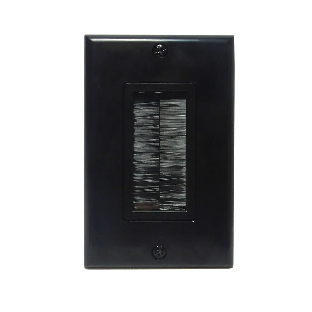 1 Gang Cable Pass-through Decora Brush Style Wallplate (White or Black)