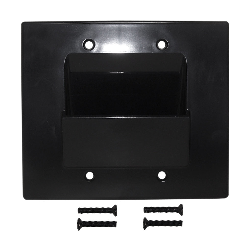 2 Gang Cable Pass-through Wallplate (Scoop) (Black or White)