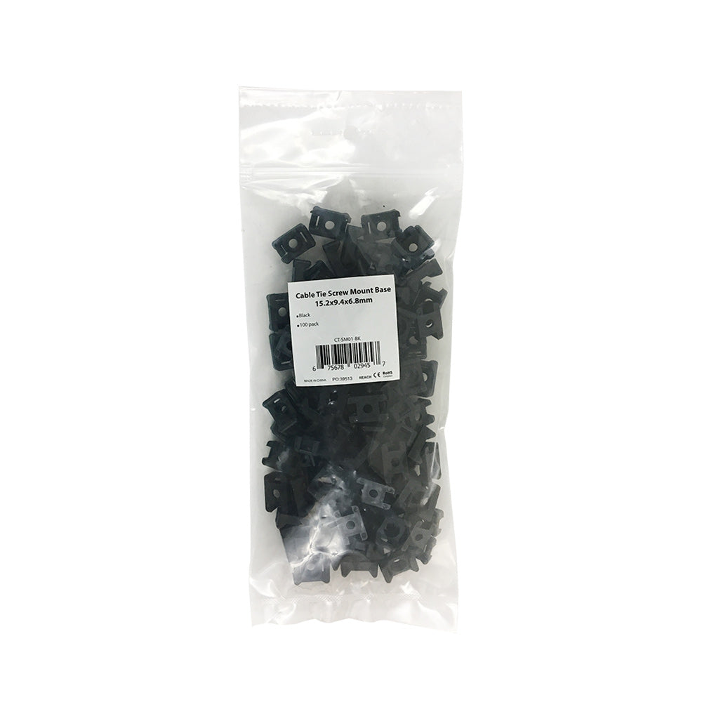 Cable Tie Screw Mount Base (Small Saddle Mount/zoobie) (Black) (15.2 x 9.4 x 6.8 mm)