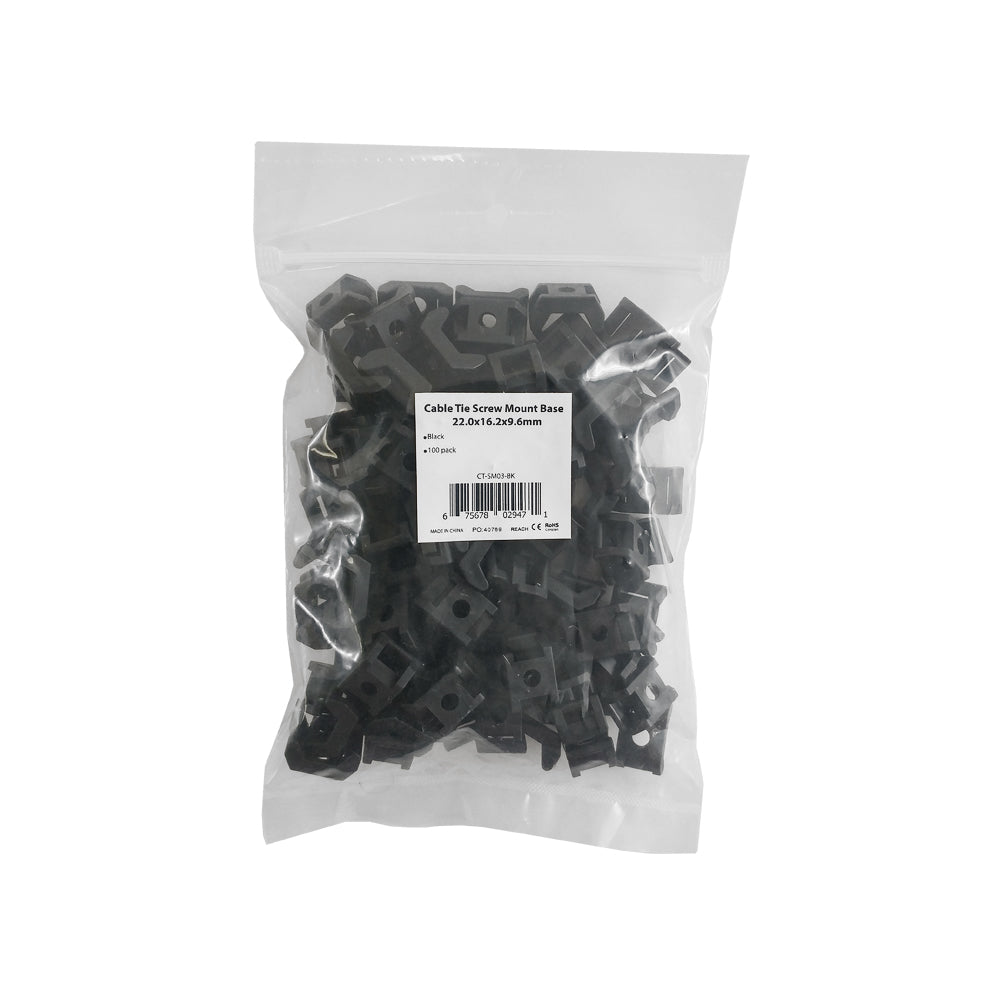 Cable Tie Screw Mount Base (Large Saddle Mount/zoobie) (Black) (22.0 x 16.2 x 9.6 mm)